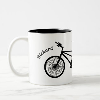 Tasse 2 Couleurs Vélo en tandem noir et blanc