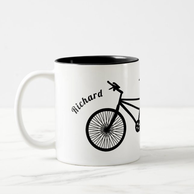 Tasse 2 Couleurs Vélo en tandem noir et blanc (Gauche)