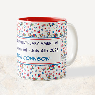 Tasse 2 Couleurs Vélos Fleurs Drapeaux Ballons Semiquincentennaux