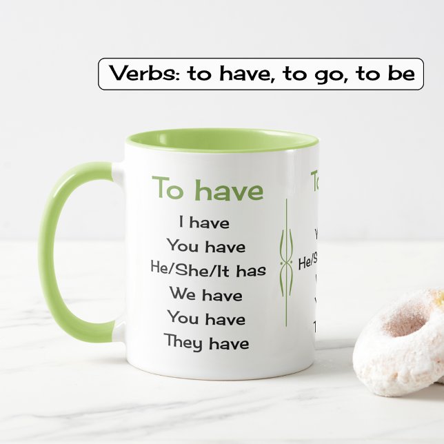 Tasse 2 Couleurs Verbes anglais enseignant ou étudiant (Showing combo mug option, lime color)