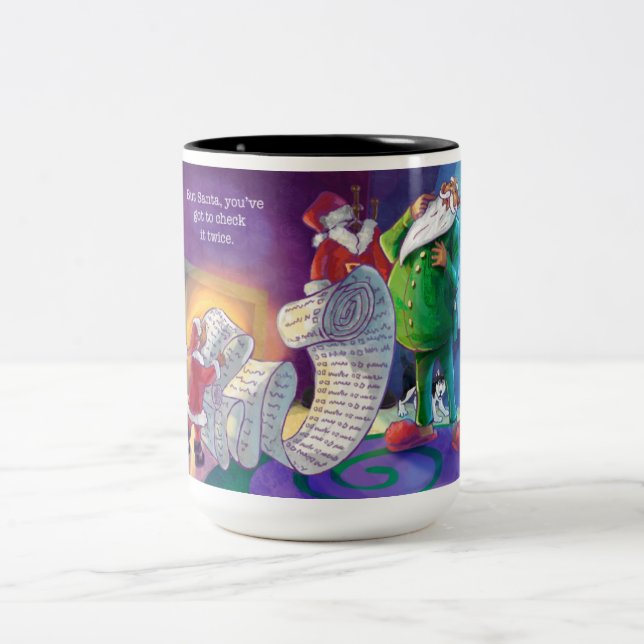 Tasse 2 Couleurs Vérifier deux fois Père Noël (Centre)