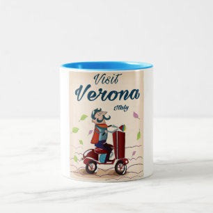 Tasse 2 Couleurs Vérone poster de voyage scooter italien