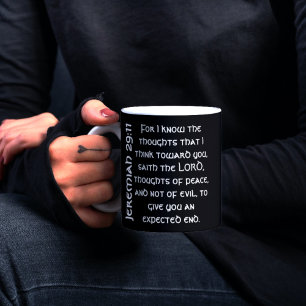 Tasse 2 Couleurs Verset de la Bible moderne noir Jérémie 29:11 