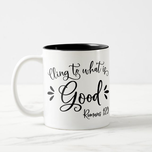 Tasse 2 Couleurs Versets bibliques inspirants - Romains 12:9 (Gauche)