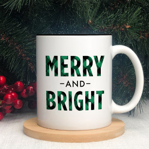 Tasse 2 Couleurs Vert Buffalo Plaid Merry and Bright