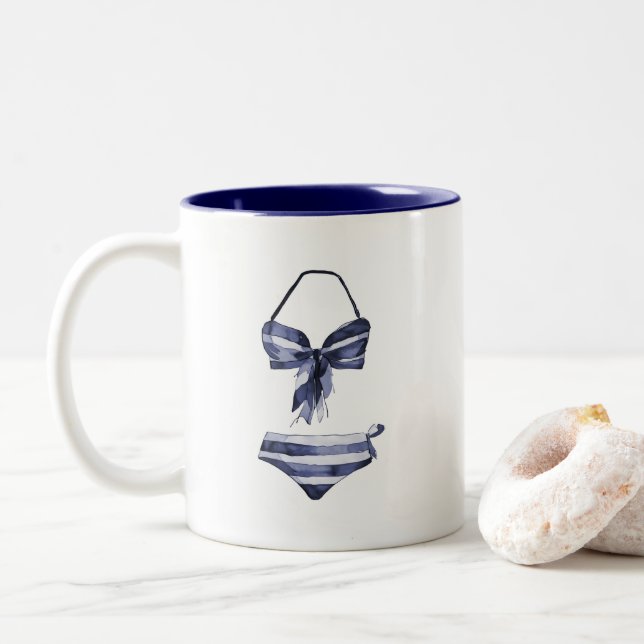 Tasse 2 Couleurs Veste de bain Vintage rayée de la marine Bikini &  (Avec donut)