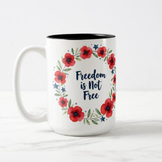 Tasse 2 Couleurs Veteran's Day-Freedom Is Not Free-Poppy Wreath