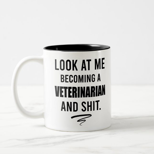Tasse 2 Couleurs Vétérinaire Chemise Drôle Vet Graduation Cadeau (Gauche)