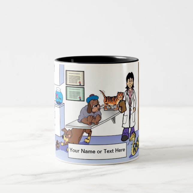 Tasse 2 Couleurs Vétérinaire personnalisée - Dessin féminin (Centre)