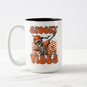 Tasse 2 Couleurs Vibes Éffrayantes rétro Dabbing Skeleton Halloween