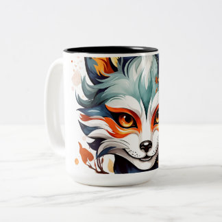Tasse 2 Couleurs Vibes Fox : Art d'automne intemporel