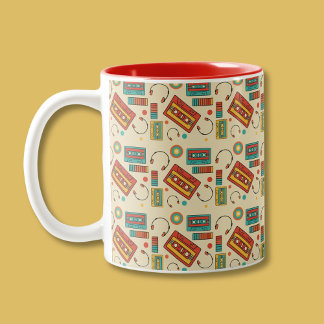 Tasse 2 Couleurs Vibes rétro - 1980 Cassette Tapes Motif