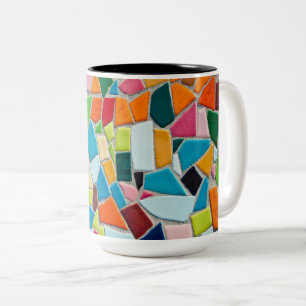 Tasse 2 Couleurs Vibrant Motif géométrique Coloré détaillé moderne
