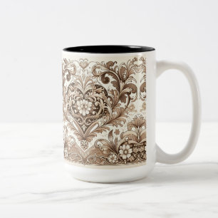 Tasse 2 Couleurs Victorian Romantic Floral Heart Saint Valentin
