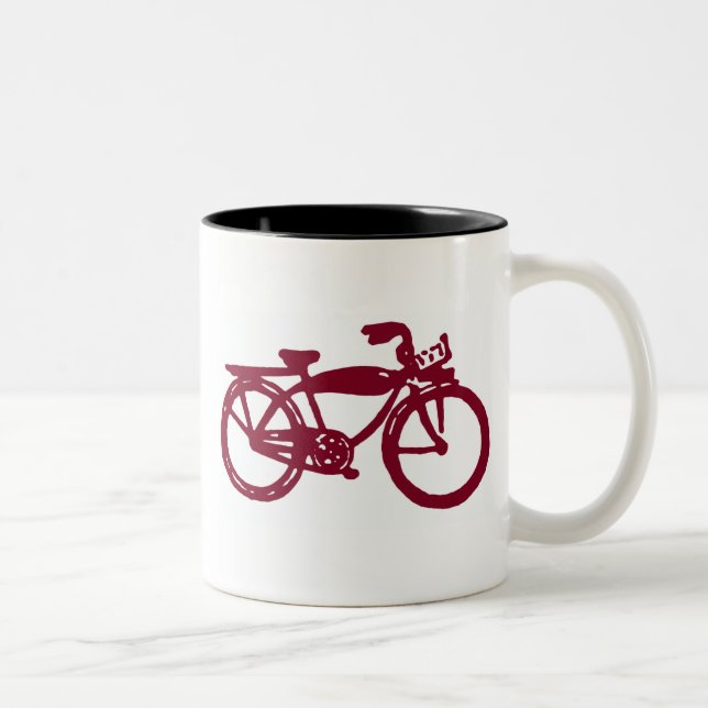 Tasse 2 Couleurs Vieille conception de vélo rouge (Droit)