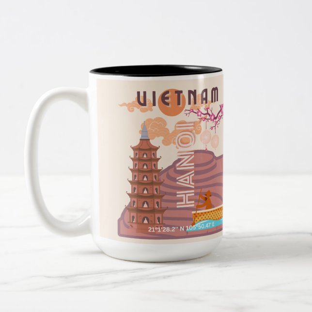 Tasse 2 Couleurs Vietnam Travel Art (Gauche)