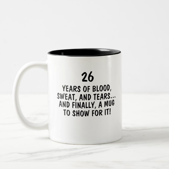 Tasse 2 Couleurs Vingt-sixième travail, 26 ans de service cadeau (Gauche)