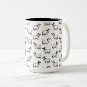 Tasse 2 Couleurs Vintage chèvre aux feuilles d'art ancien CUSTOM B