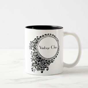 Tasse 2 Couleurs Vintage Chic noir et blanc rétro
