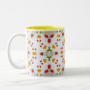 Tasse 2 Couleurs Vintage de fleurs du milieu du siècle atomique