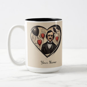 Tasse 2 Couleurs Vintage Edgar Allan Poe Coeur Personnalisé