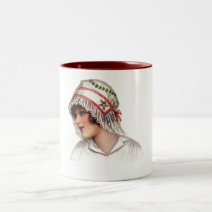 Tasse 2 Couleurs Vintage Lady à Embroidery and Lace Bonnet