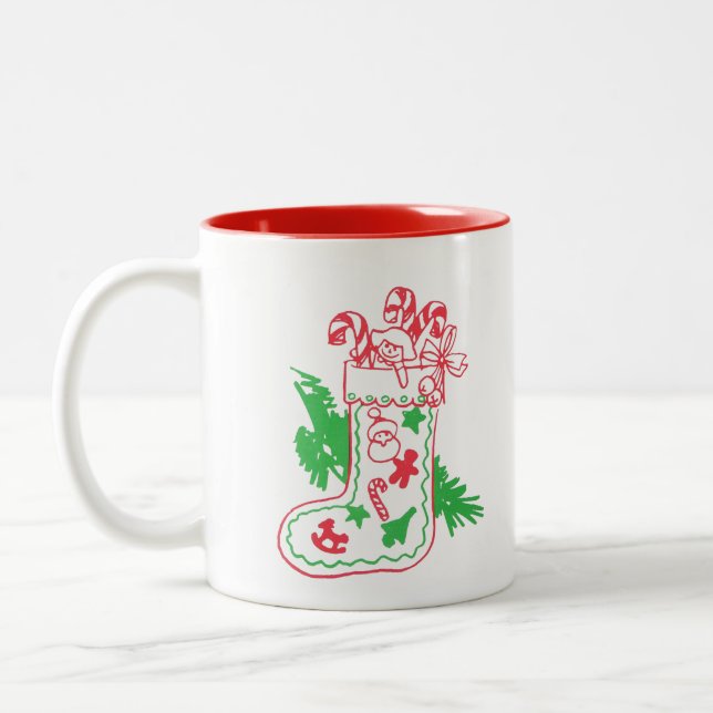 Tasse 2 Couleurs Vintage Noël Stocker (Gauche)