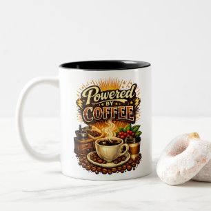 Tasse 2 Couleurs Vintage Propulsé par le Café – Design Rétro pour A