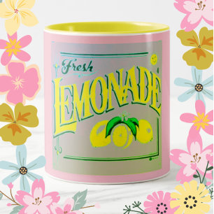 Tasse 2 Couleurs Vintage signe citron rose fruité citron été