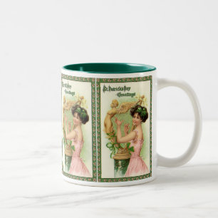 Tasse 2 Couleurs Vintage St. Patrick's Day Lady Music Musician Harp