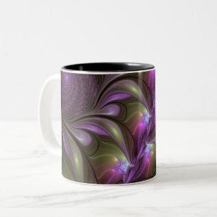 Tasse 2 Couleurs Violet Abstrait violet violet kaki fractal