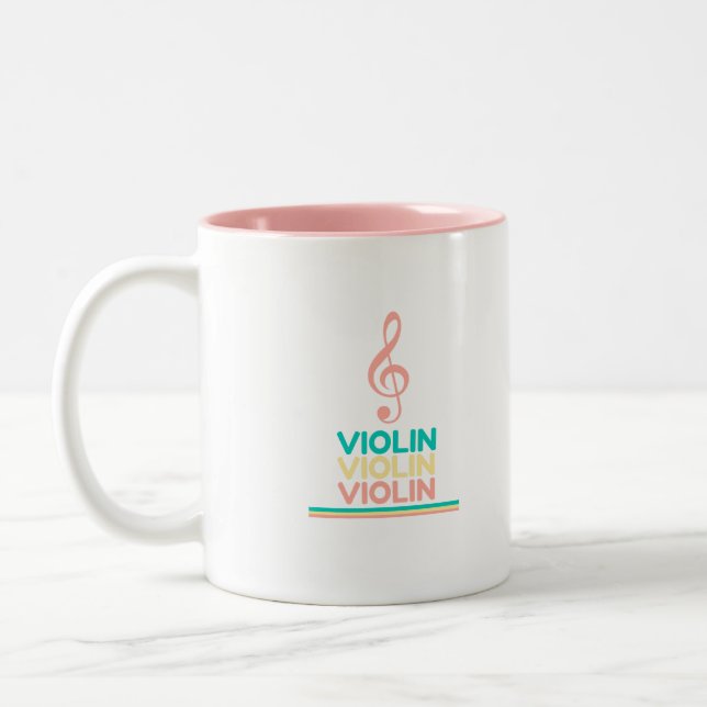 Tasse 2 Couleurs Violon Pink Treble Clef (Gauche)