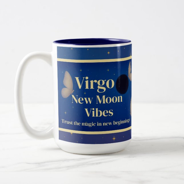Tasse 2 Couleurs Virgo New Moon Vibes Astrologie Musique (Gauche)