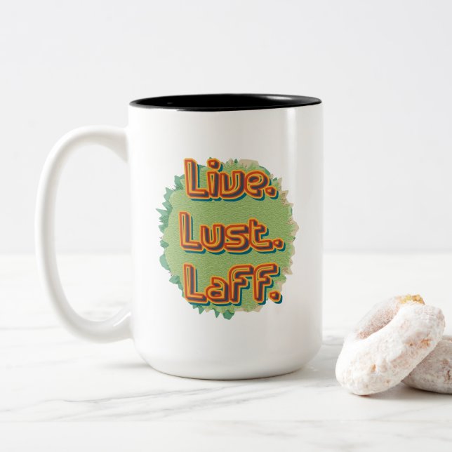 Tasse 2 Couleurs Vis. La luxure. Laff. Gfx-03 (Avec donut)