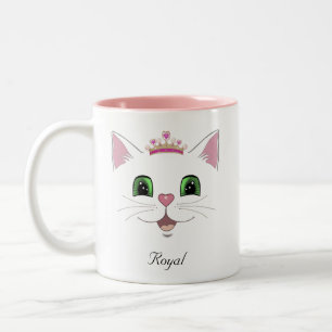 Tasse 2 Couleurs Visage de chat mignon royal & calligraphie