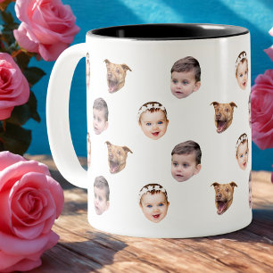 Tasse 2 Couleurs Visage personnalisé, cadeau familial unique 3 phot
