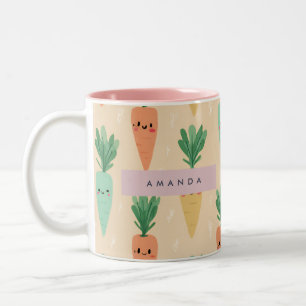 Tasse 2 Couleurs Visages de carottes personnalisées Cute Kawaii Pas
