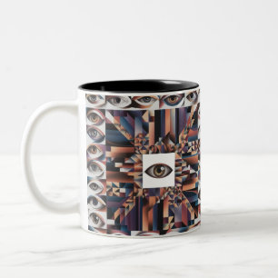 Tasse 2 Couleurs Vision géométrique des yeux Abstraits - Surreal Mo