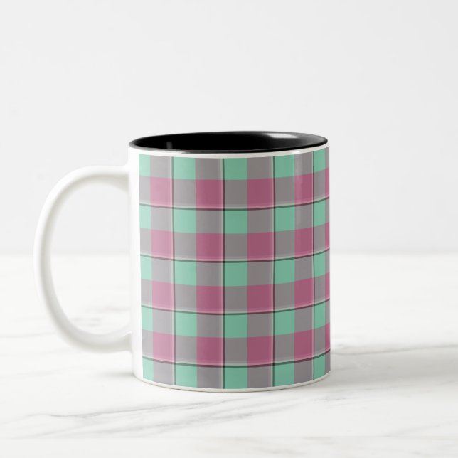 Tasse 2 Couleurs Vista Blue and Turkish Rose Pink Plaid (Gauche)
