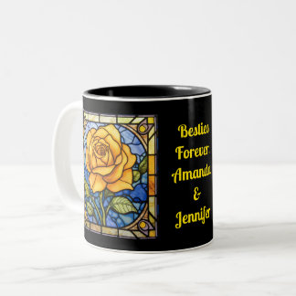 Tasse 2 Couleurs Vitrail Rose jaune Meilleurs amis