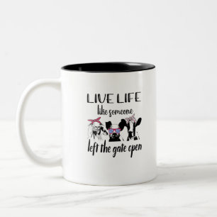 Tasse 2 Couleurs Vivre Comme Quelqu'Un A Quitté La Ferme Ouverte De