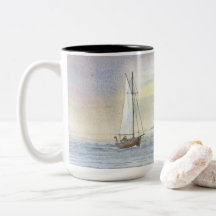 Voile Paysage Bateau Peinture Anniversaire Café Mu