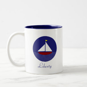 Tasse 2 Couleurs Voilier Yacht & Liberty Calligraphie