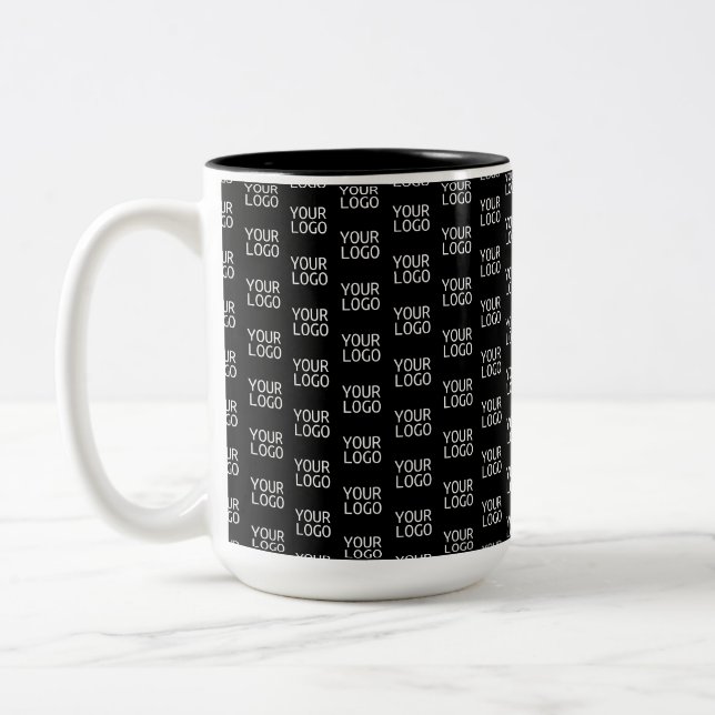 Tasse 2 Couleurs Votre logo d'entreprise | Motif demi-étape élégant (Gauche)