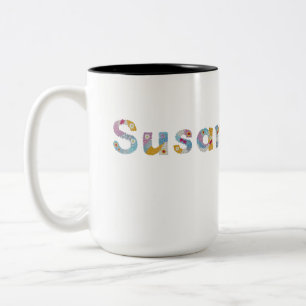 Tasse 2 Couleurs Votre nom en lettres florales artistiques / Susan 