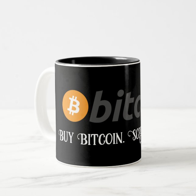 Tasse 2 Couleurs Votre texte/couleur Acheter Bitcoin Bitcoin Faille (Devant gauche)