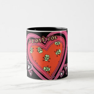 Tasse 2 Couleurs Vous-Coeur-Conception-Tasse d'amour de Crânes-Je