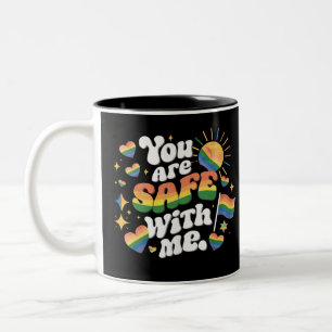 Tasse 2 Couleurs Vous êtes en sécurité avec moi LGBT Arc-en-ciel Ga