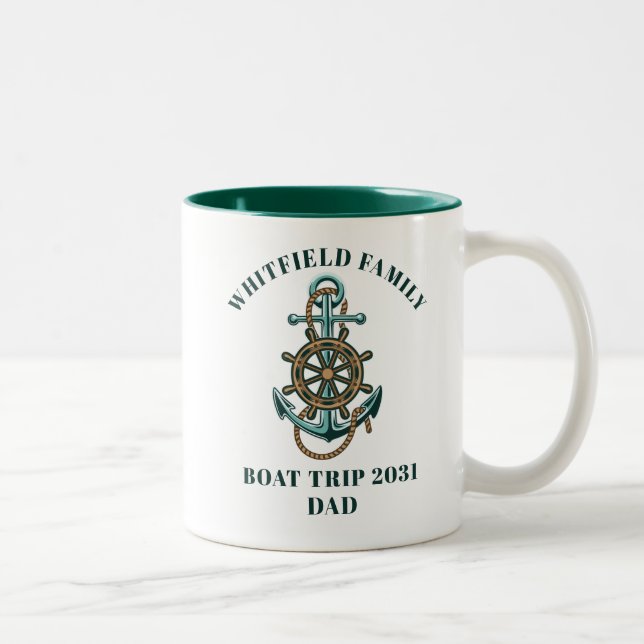 Tasse 2 Couleurs Voyage en bateau de croisière nautique (Droit)