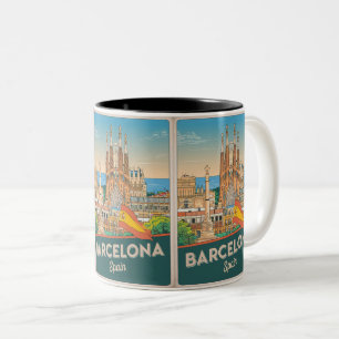Tasse 2 Couleurs Voyage vintage barcelona sagrada familia cadeaux